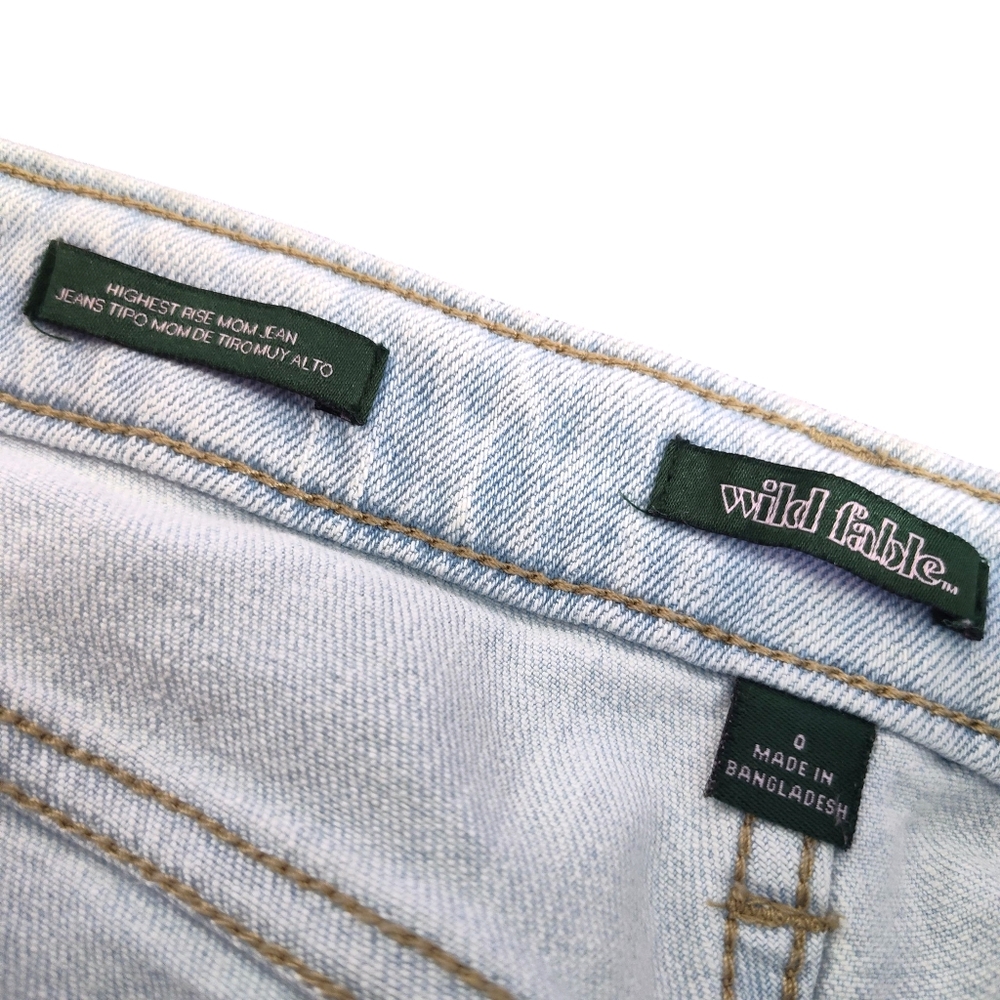 Wild Fable Denim Light Wash Highest Rise Mom Jeans Womens Size 0 Distressed - Picture 5 of 5